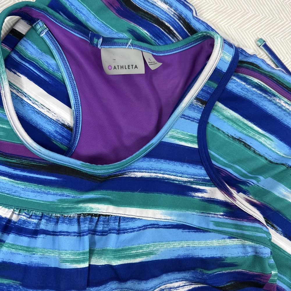 Athleta Women's Small‎  Swim Tankini Build in Bra Tie Hem